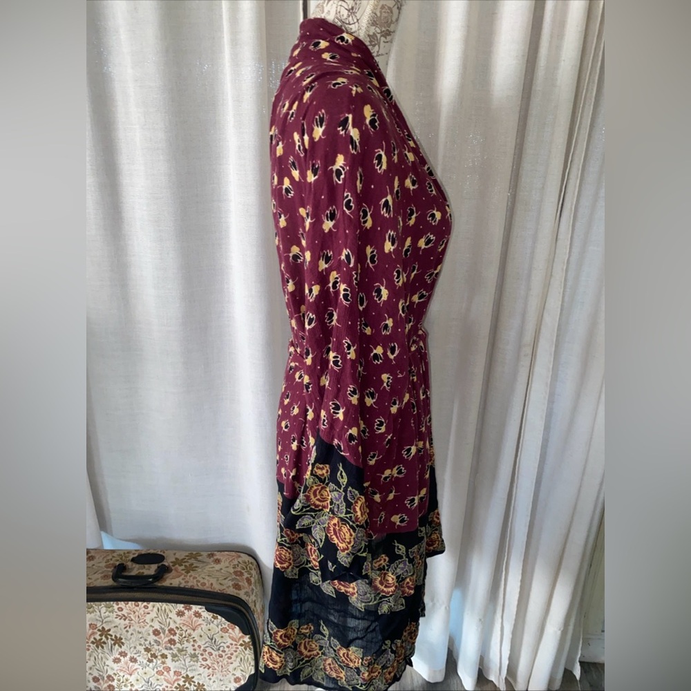 Women's Burgundy Floral Kimono Robe - Picture 8 of 10